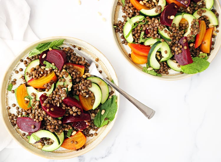 Lentil and Beet Salad with Pine Nuts